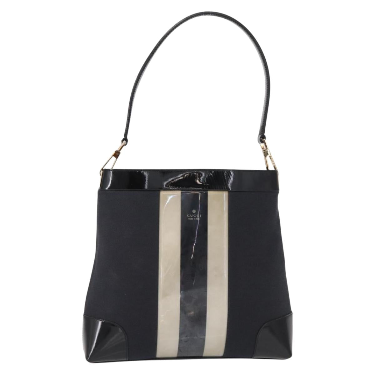 GUCCI Shoulder Bag Canvas Black Gold 001 4231 Auth BA9828