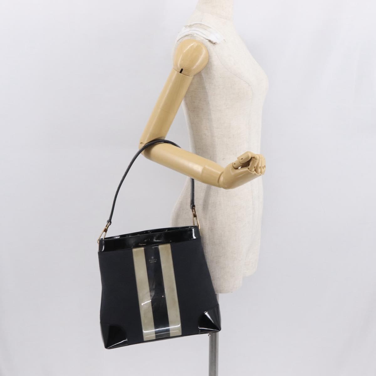 GUCCI Shoulder Bag Canvas Black Gold 001 4231 Auth BA9828