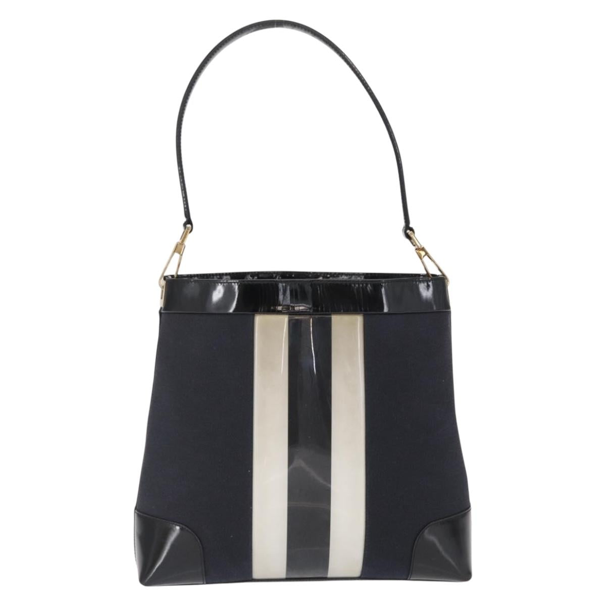 GUCCI Shoulder Bag Canvas Black Gold 001 4231 Auth BA9828