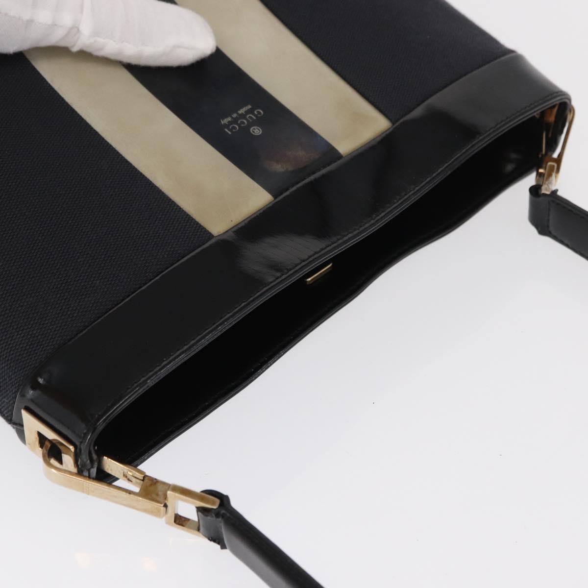 GUCCI Shoulder Bag Canvas Black Gold 001 4231 Auth BA9828