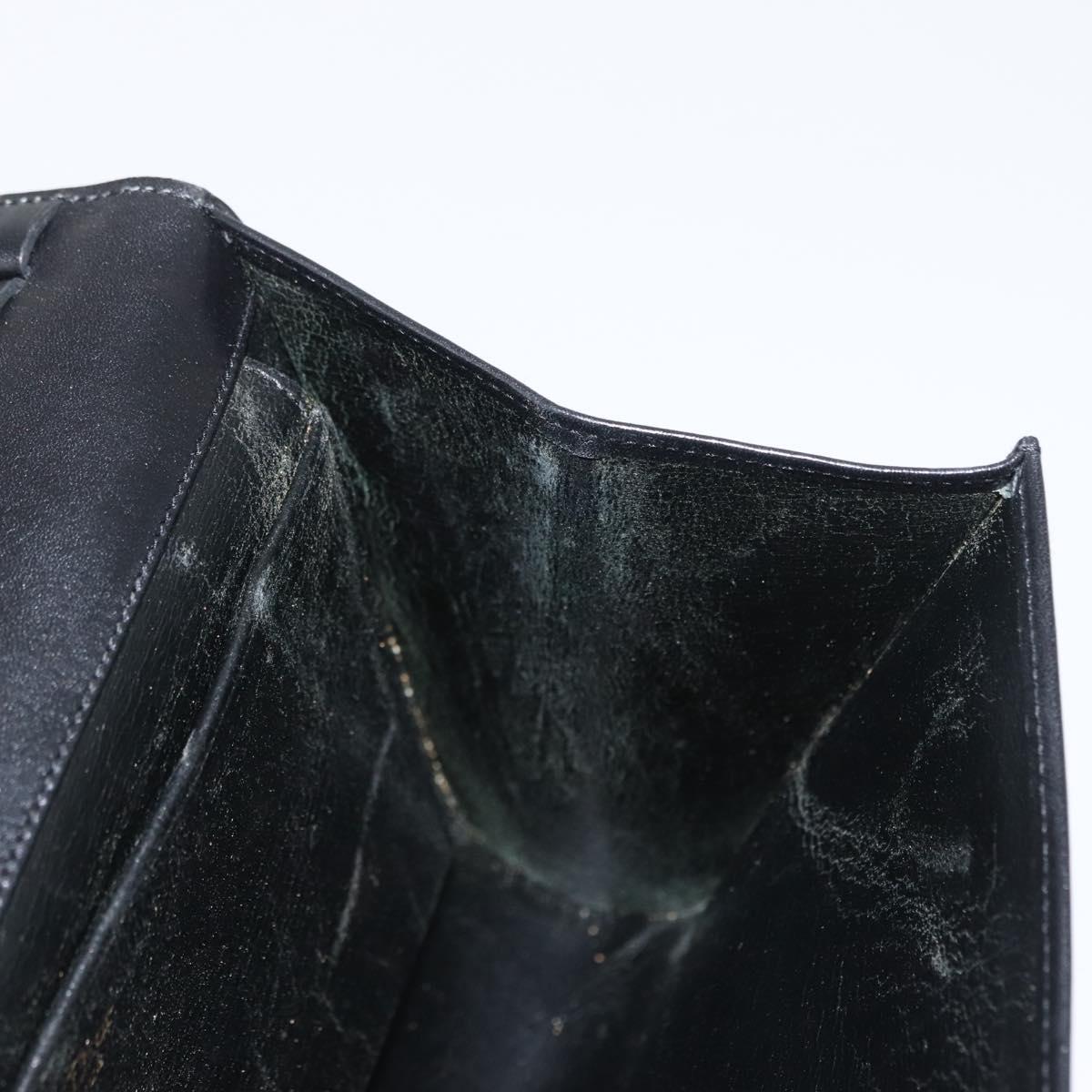 Christian Dior Shoulder Bag Leather Black Gold Auth BA9830