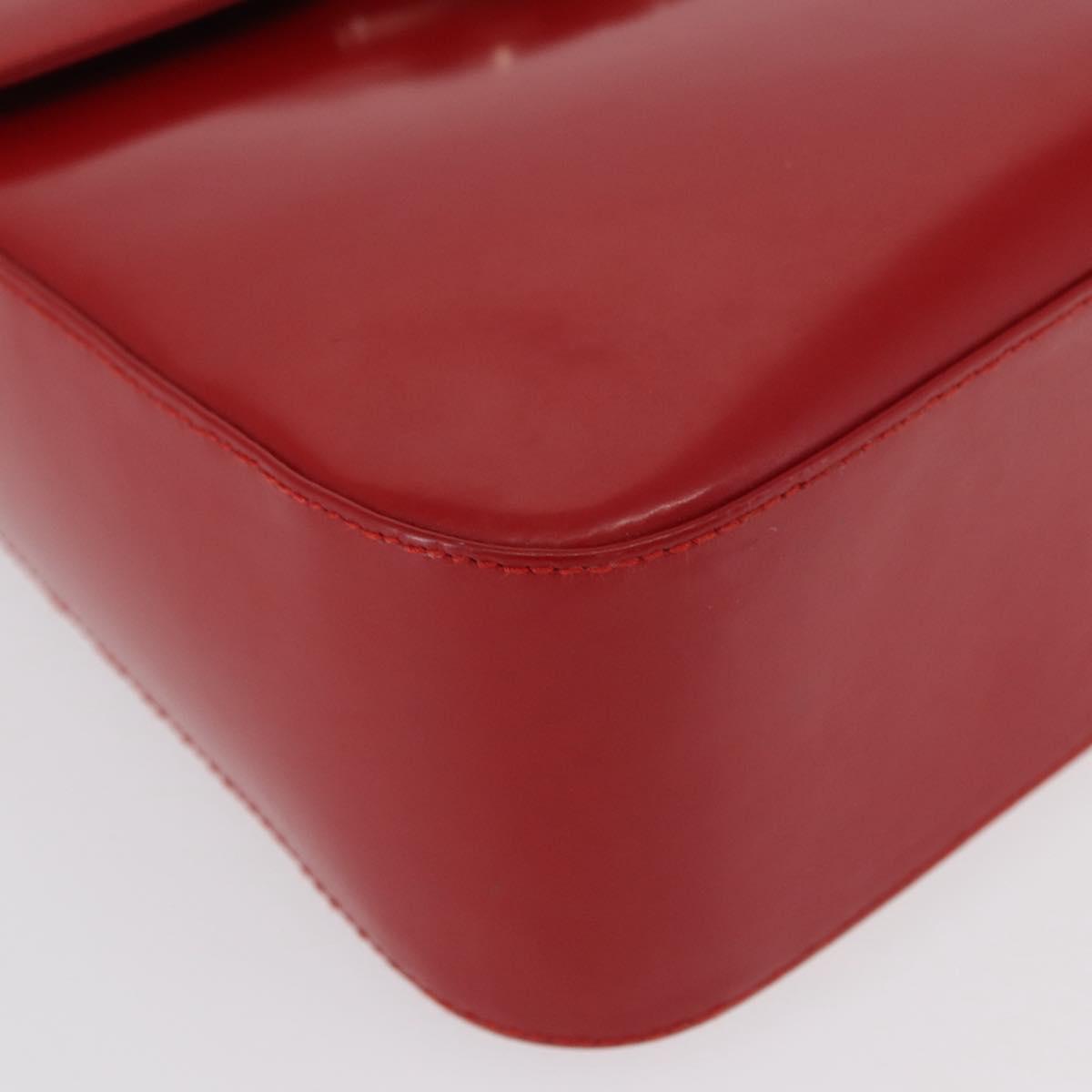 Salvatore Ferragamo Vala Hand Bag Leather Red Gold Auth BA9831