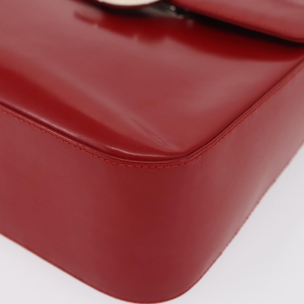 Salvatore Ferragamo Vala Hand Bag Leather Red Gold Auth BA9831