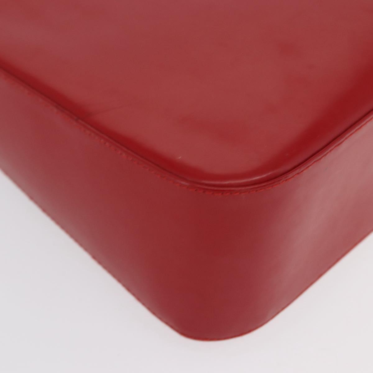 Salvatore Ferragamo Vala Hand Bag Leather Red Gold Auth BA9831