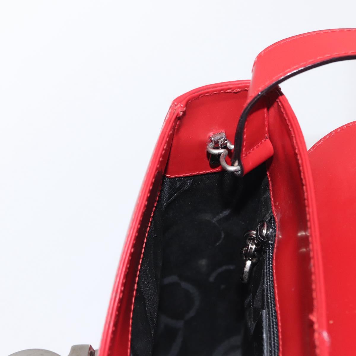 Salvatore Ferragamo Vala Hand Bag Leather Red Gold Auth BA9831