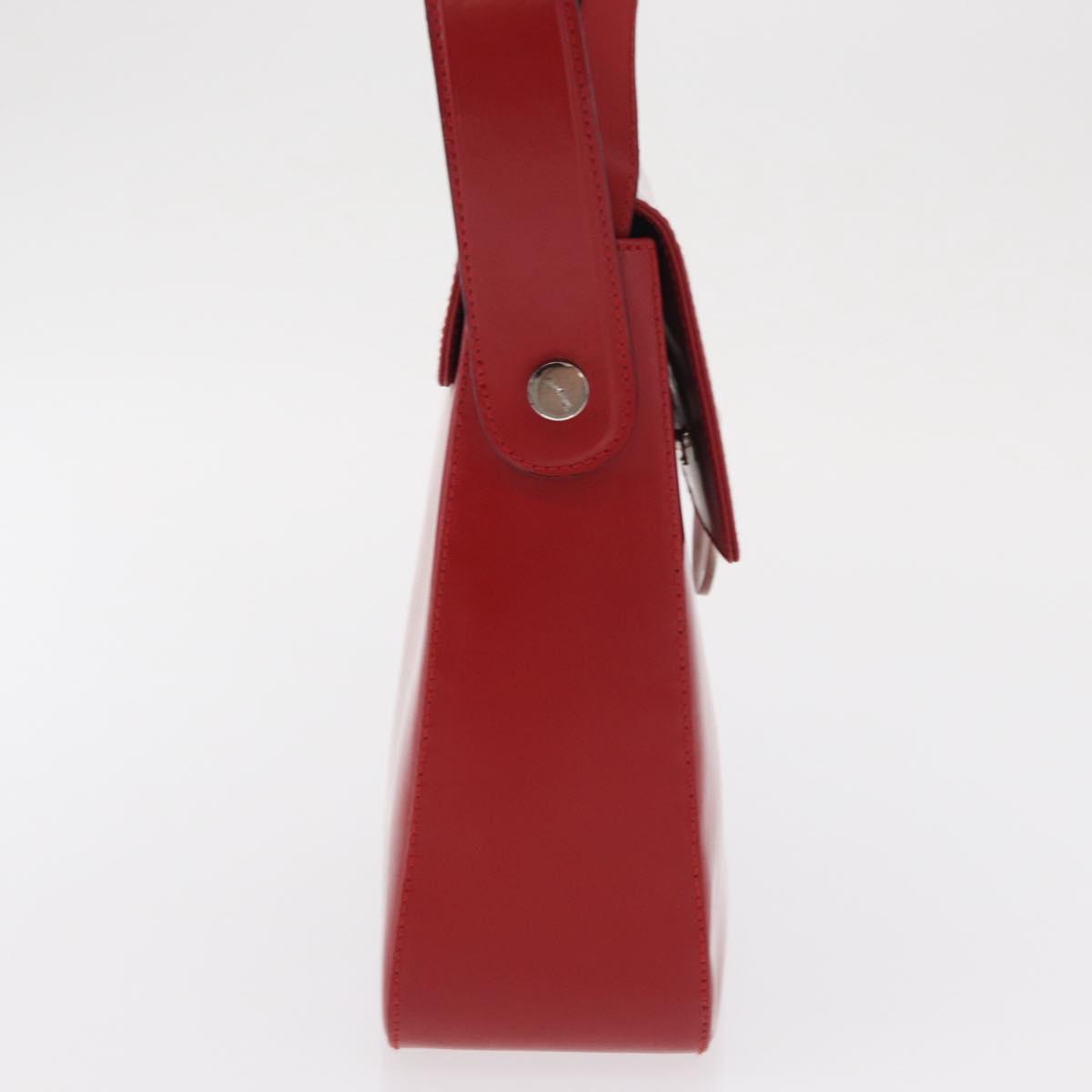 Salvatore Ferragamo Vala Hand Bag Leather Red Gold Auth BA9831