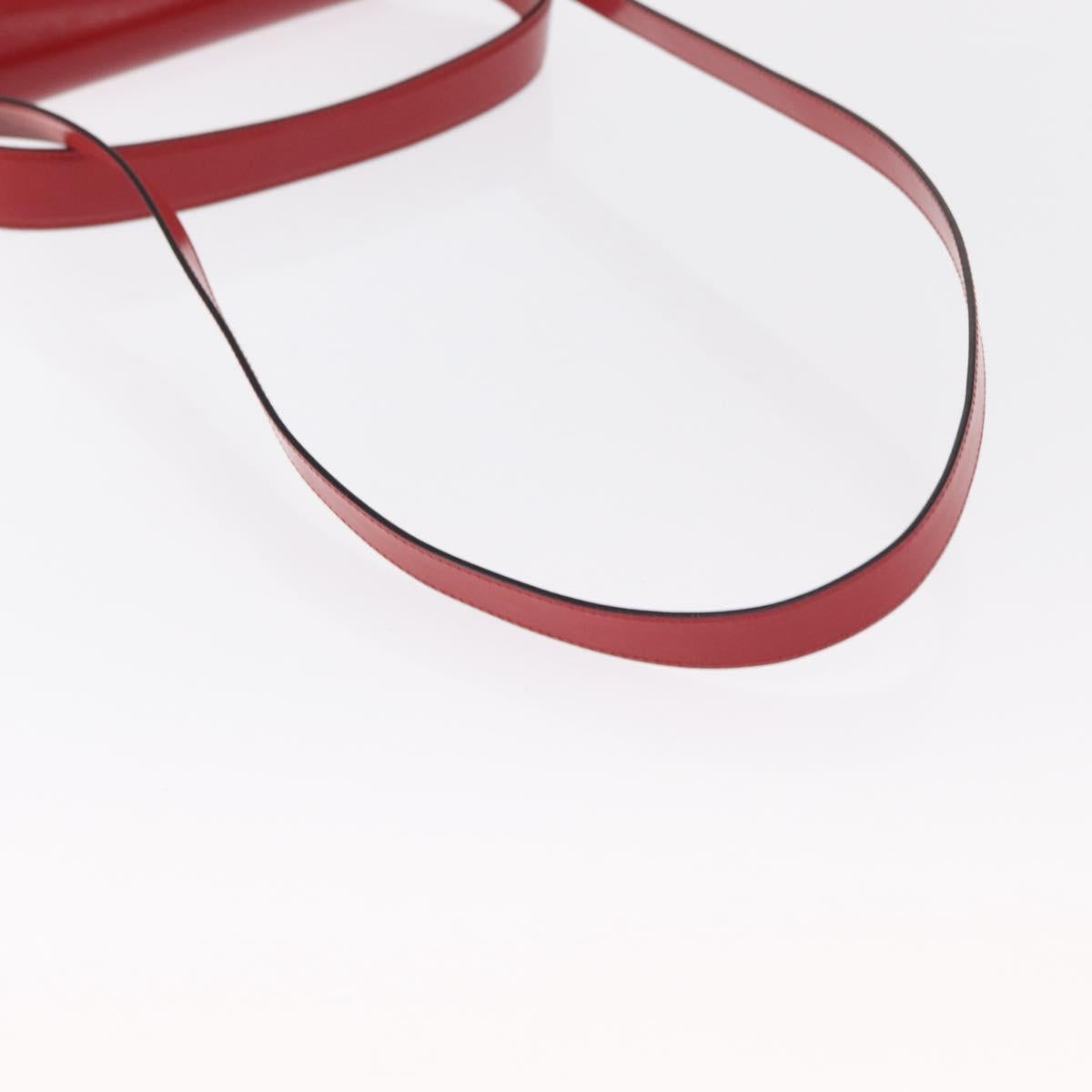 Salvatore Ferragamo Vala Hand Bag Leather Red Gold Auth BA9831