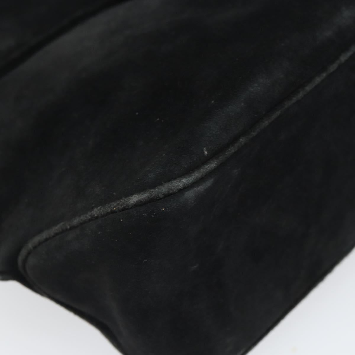 Salvatore Ferragamo Vala Shoulder Bag Suede Black Silver Auth BA9832