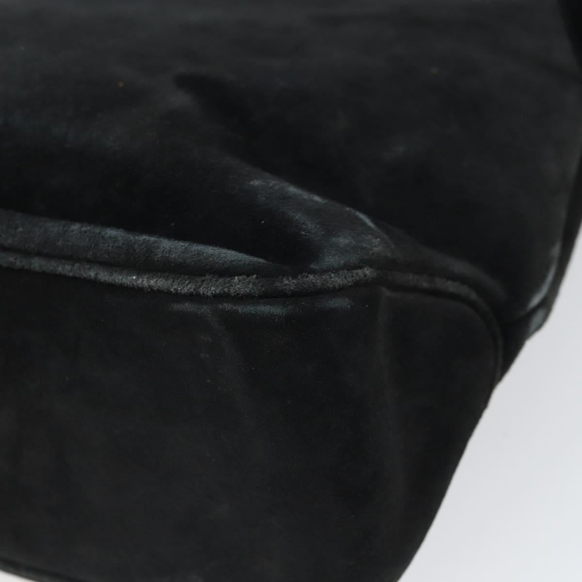 Salvatore Ferragamo Vala Shoulder Bag Suede Black Silver Auth BA9832