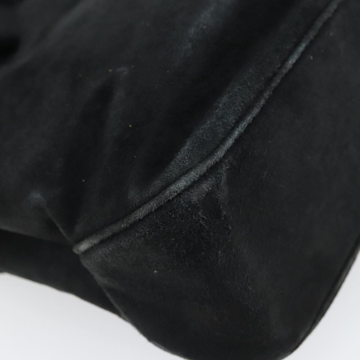 Salvatore Ferragamo Vala Shoulder Bag Suede Black Silver Auth BA9832