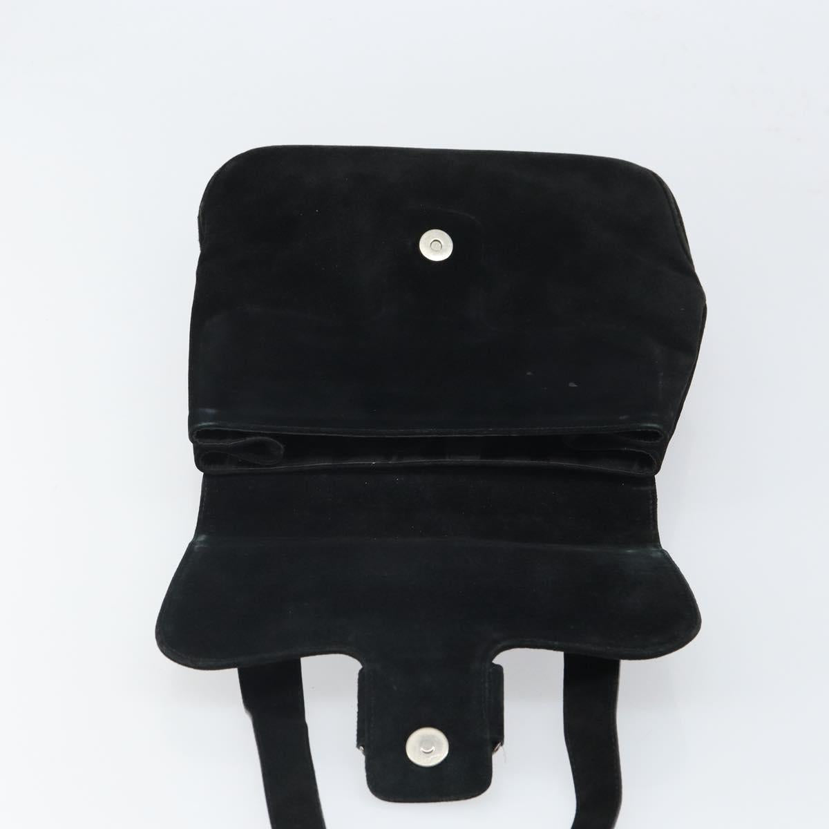 Salvatore Ferragamo Vala Shoulder Bag Suede Black Silver Auth BA9832