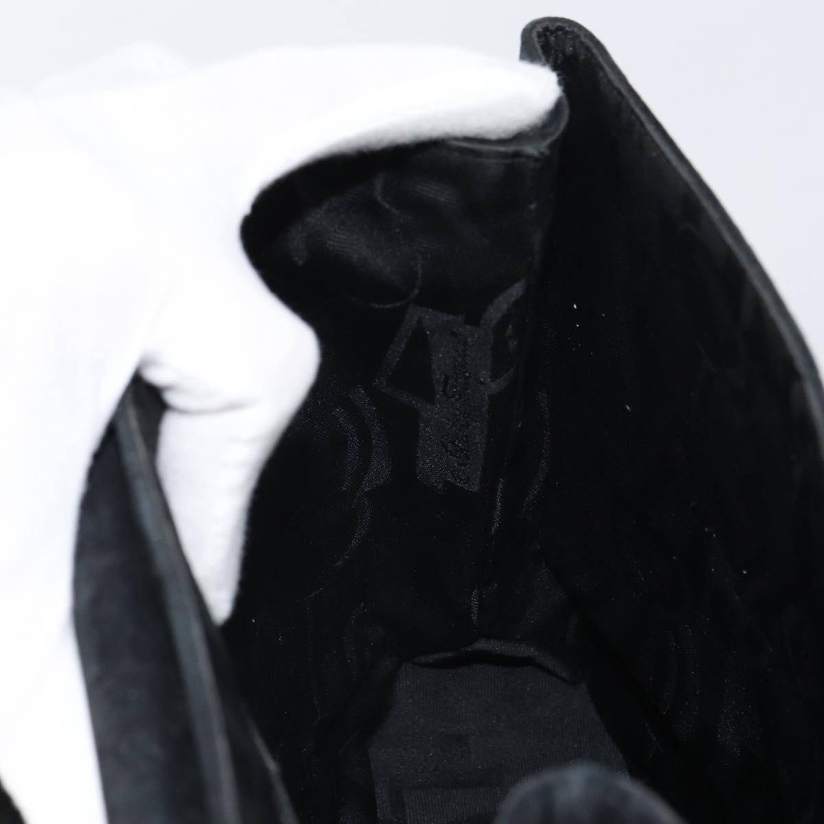 Salvatore Ferragamo Vala Shoulder Bag Suede Black Silver Auth BA9832