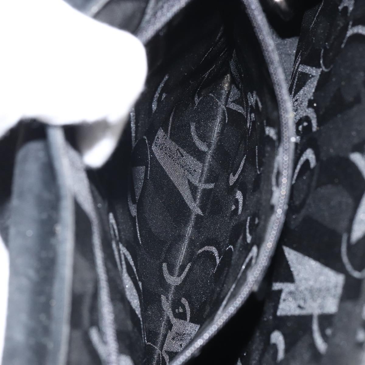 Salvatore Ferragamo Vala Shoulder Bag Suede Black Silver Auth BA9832