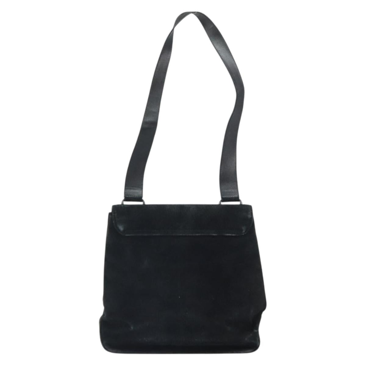 Salvatore Ferragamo Vala Shoulder Bag Suede Black Silver Auth BA9832