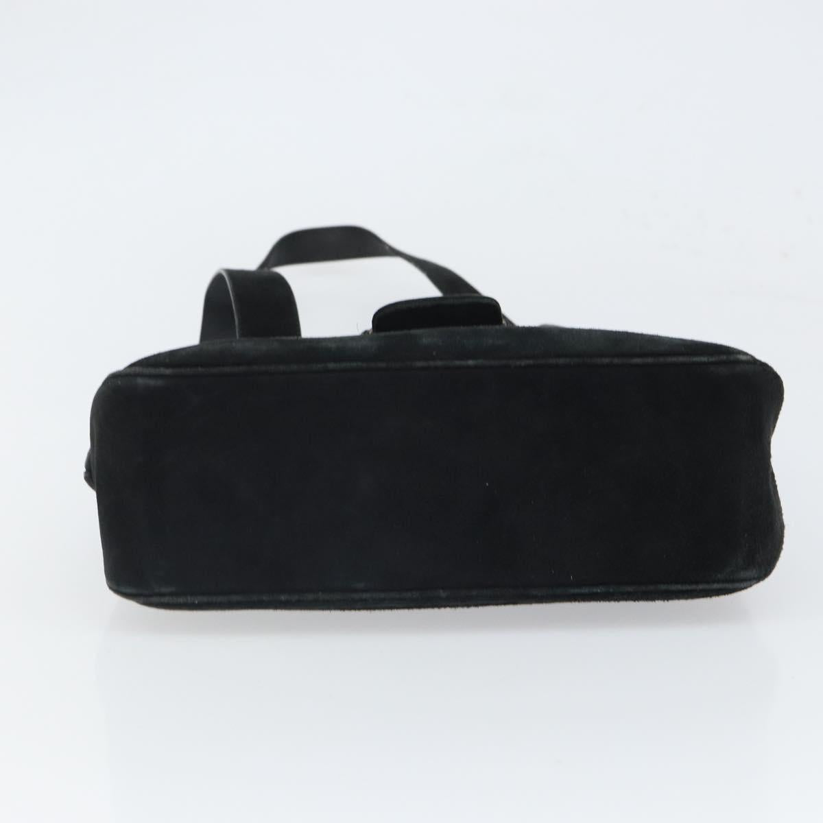 Salvatore Ferragamo Vala Shoulder Bag Suede Black Silver Auth BA9832