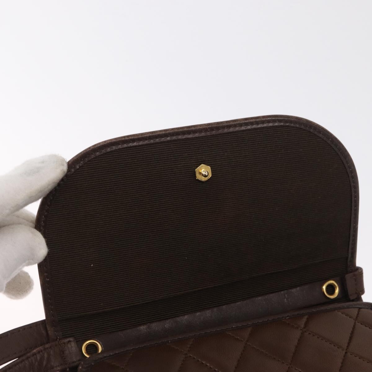 CHANEL Matelasse Shoulder Bag Leather Brown Gold CC Auth BA9833