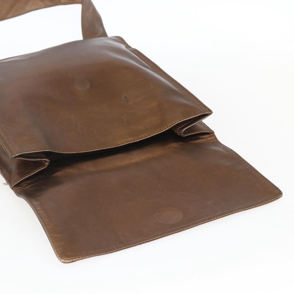 CHANEL Shoulder Bag Leather Brown CC Auth BA9834