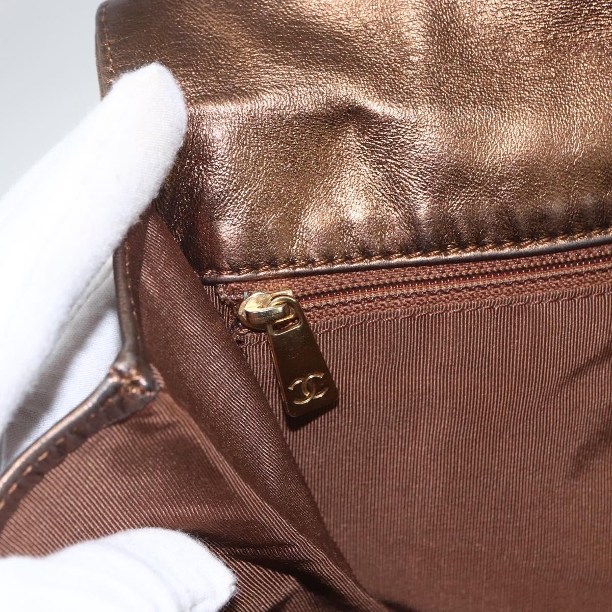 CHANEL Shoulder Bag Leather Brown CC Auth BA9834