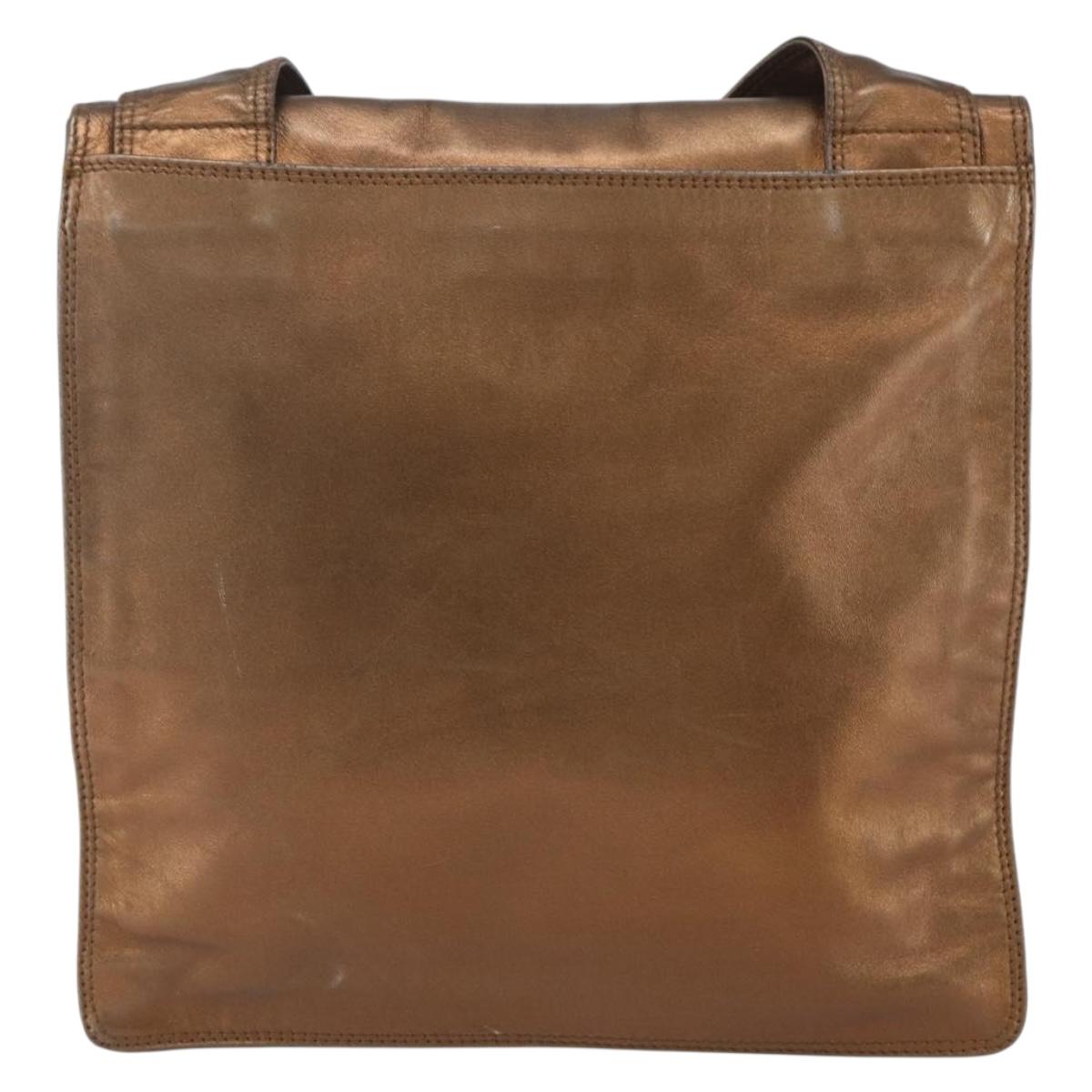 CHANEL Shoulder Bag Leather Brown CC Auth BA9834