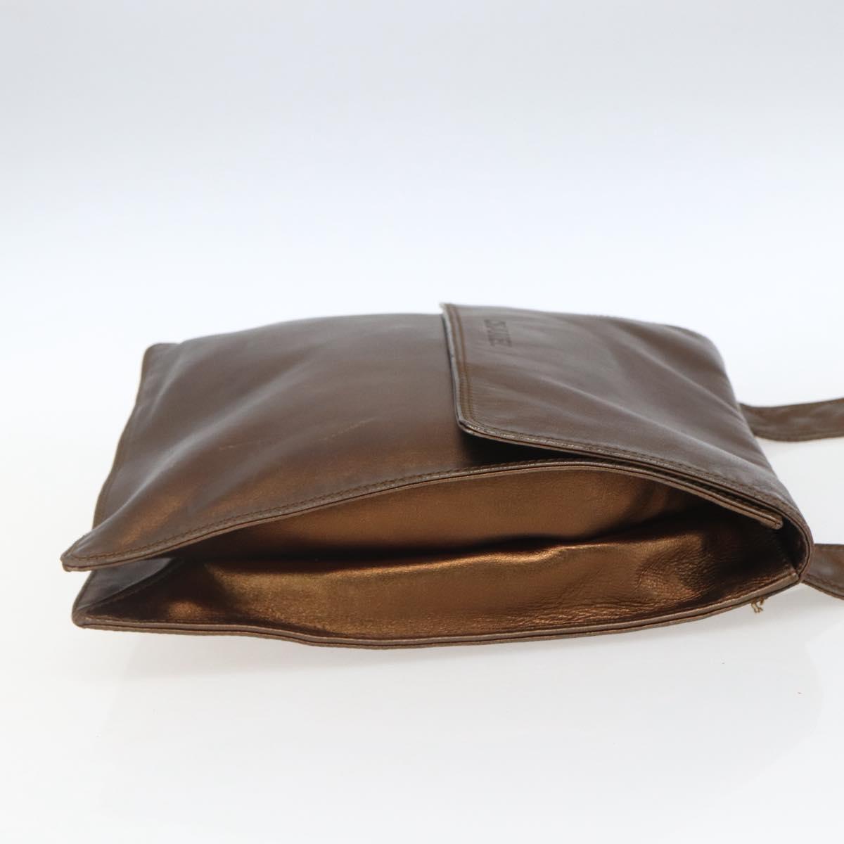 CHANEL Shoulder Bag Leather Brown CC Auth BA9834