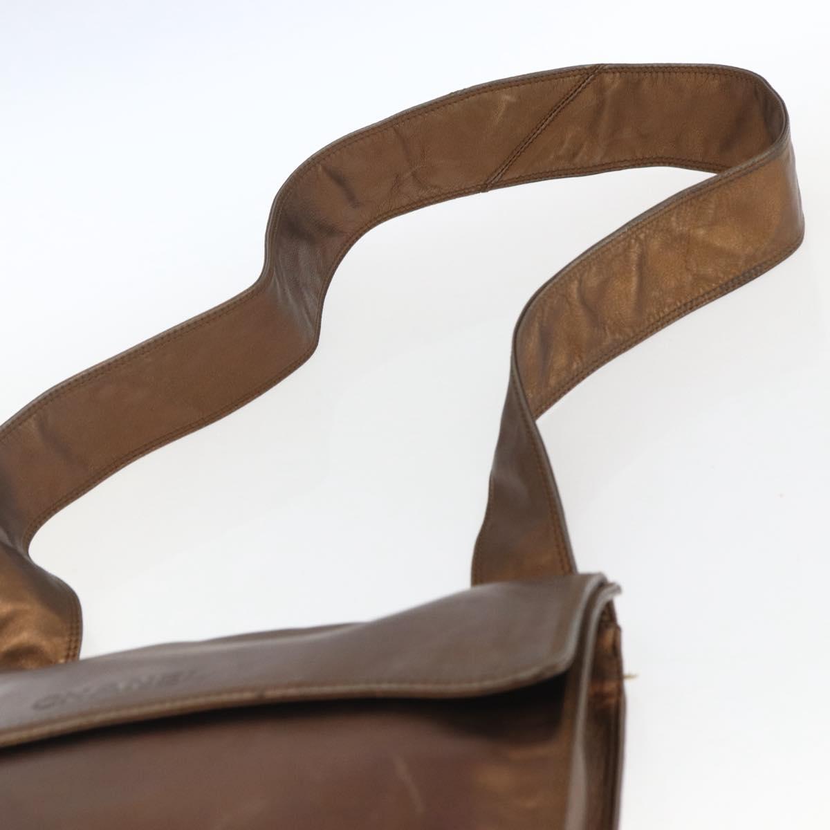 CHANEL Shoulder Bag Leather Brown CC Auth BA9834