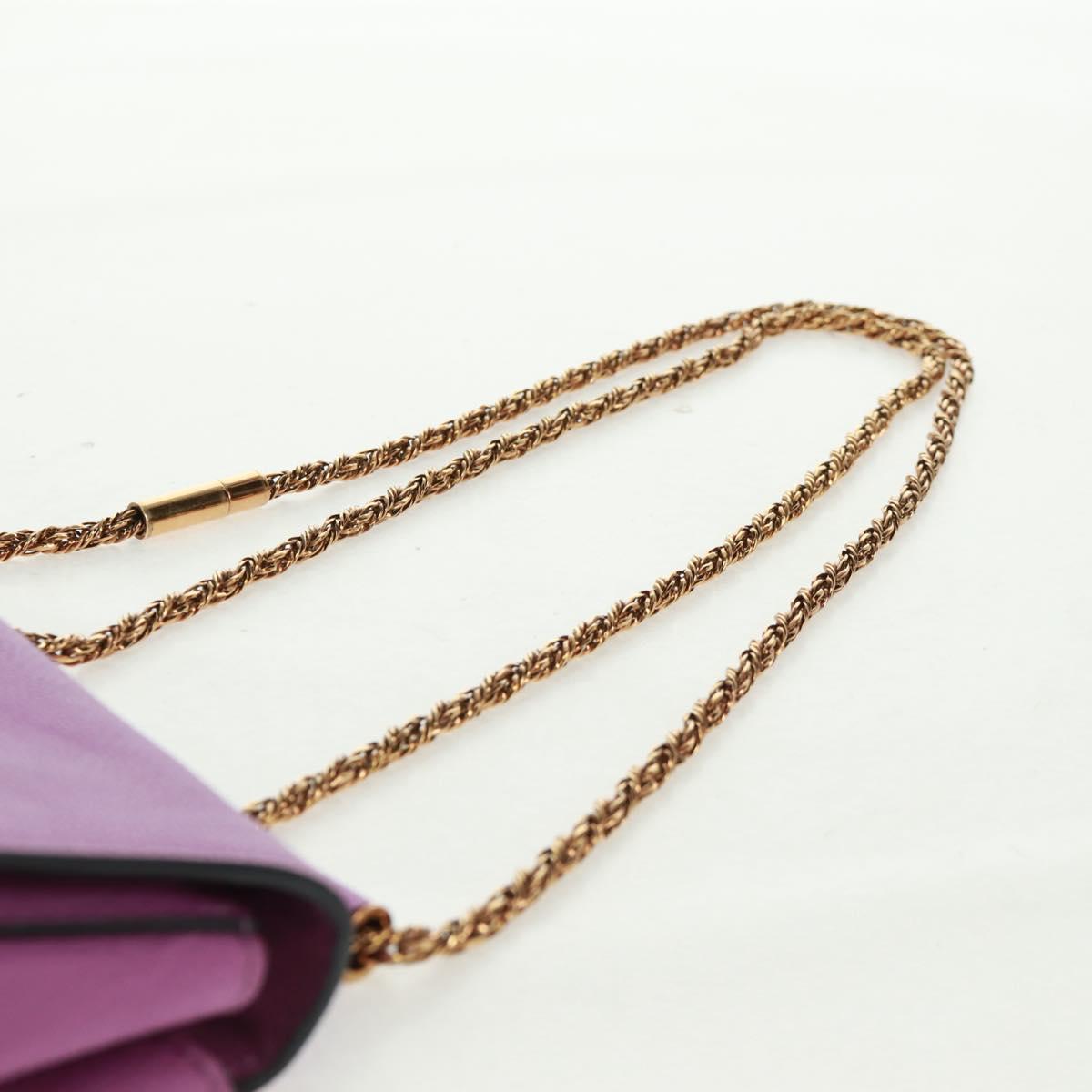 Chloe Chain Elsie Shoulder Bag Leather Purple Gold Auth BA9835V