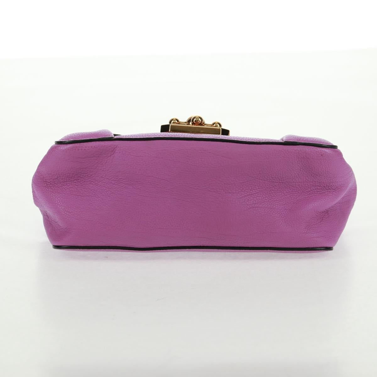Chloe Chain Elsie Shoulder Bag Leather Purple Gold Auth BA9835V