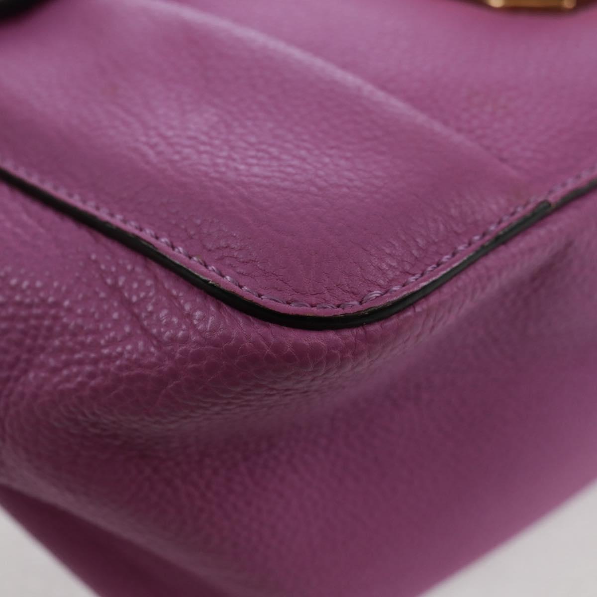 Chloe Chain Elsie Shoulder Bag Leather Purple Gold Auth BA9835V