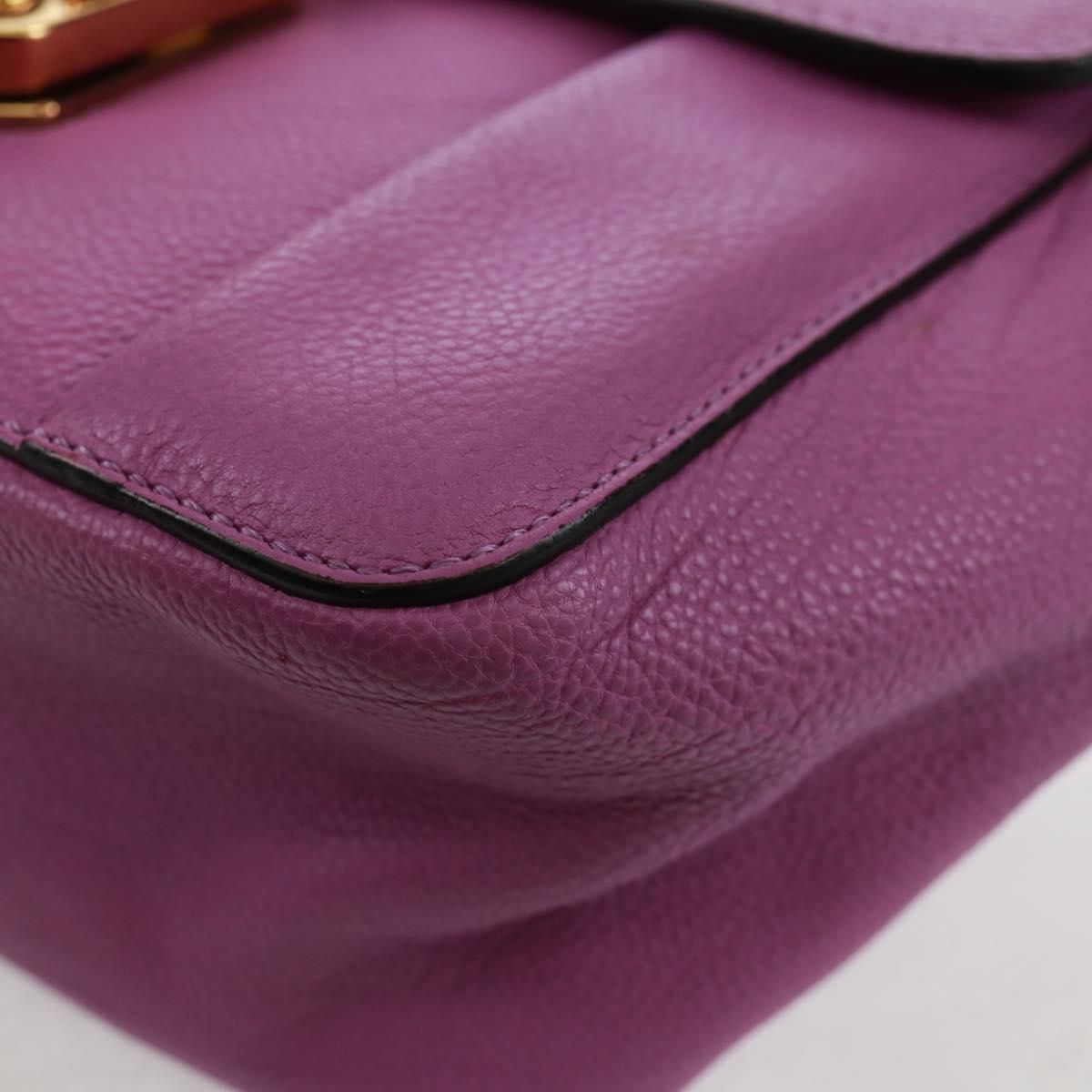 Chloe Chain Elsie Shoulder Bag Leather Purple Gold Auth BA9835V