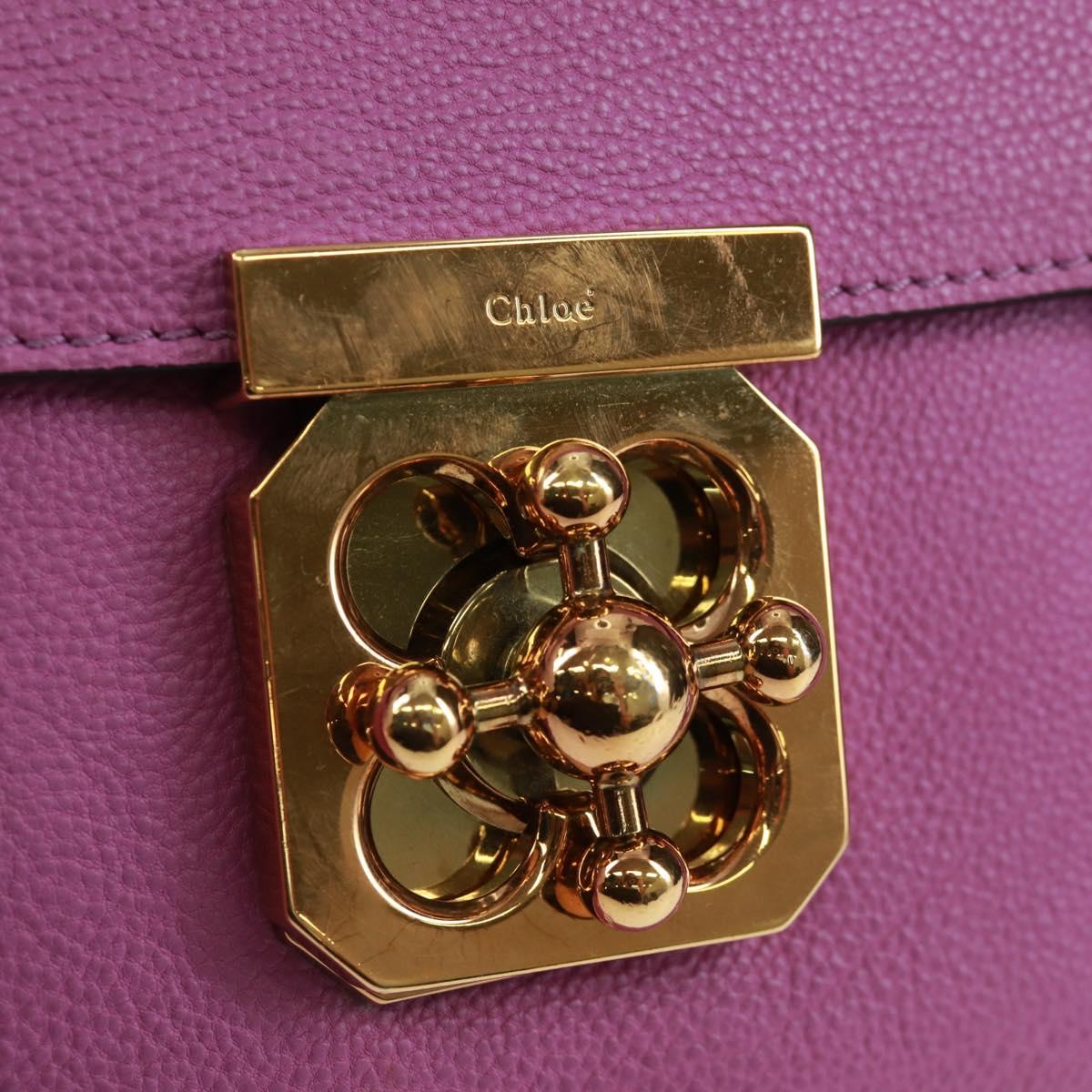 Chloe Chain Elsie Shoulder Bag Leather Purple Gold Auth BA9835V