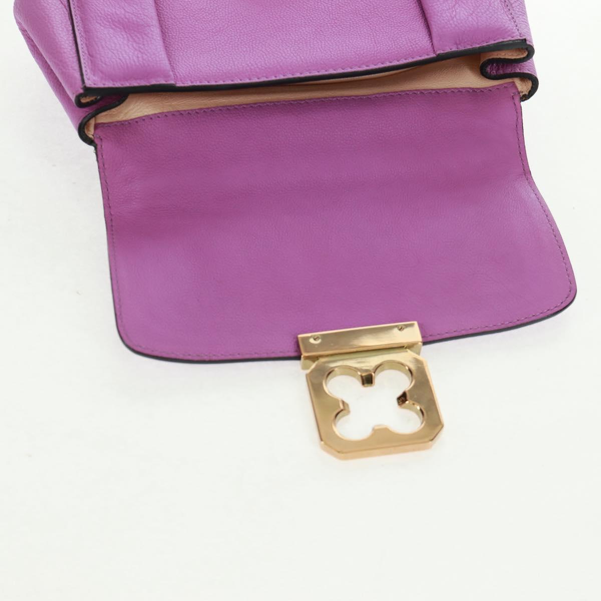 Chloe Chain Elsie Shoulder Bag Leather Purple Gold Auth BA9835V