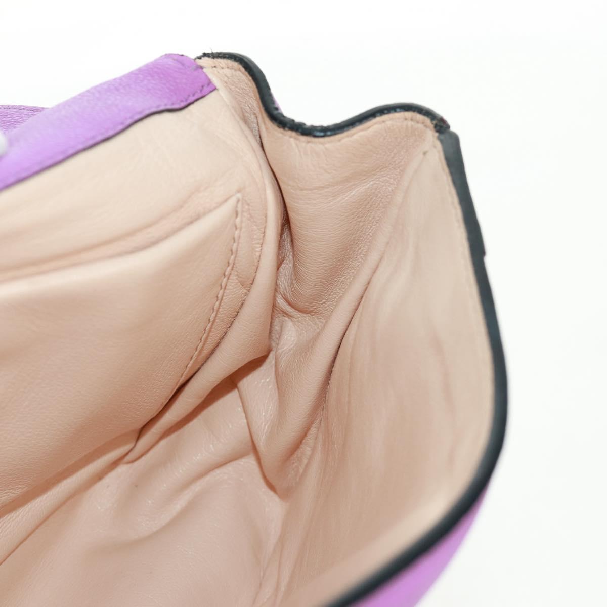 Chloe Chain Elsie Shoulder Bag Leather Purple Gold Auth BA9835V