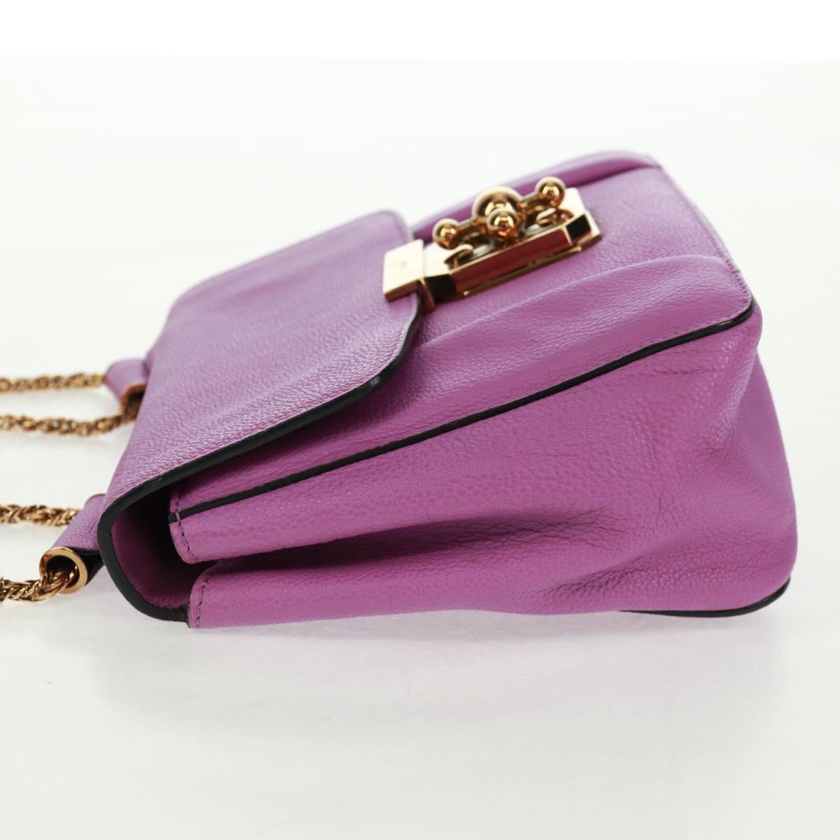 Chloe Chain Elsie Shoulder Bag Leather Purple Gold Auth BA9835V