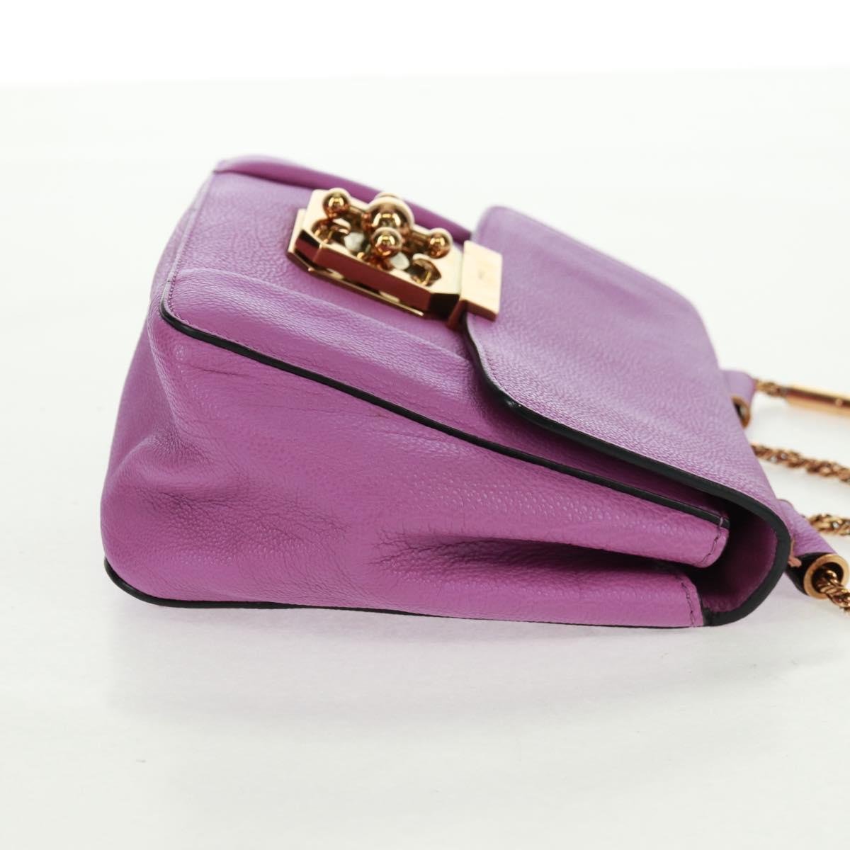 Chloe Chain Elsie Shoulder Bag Leather Purple Gold Auth BA9835V