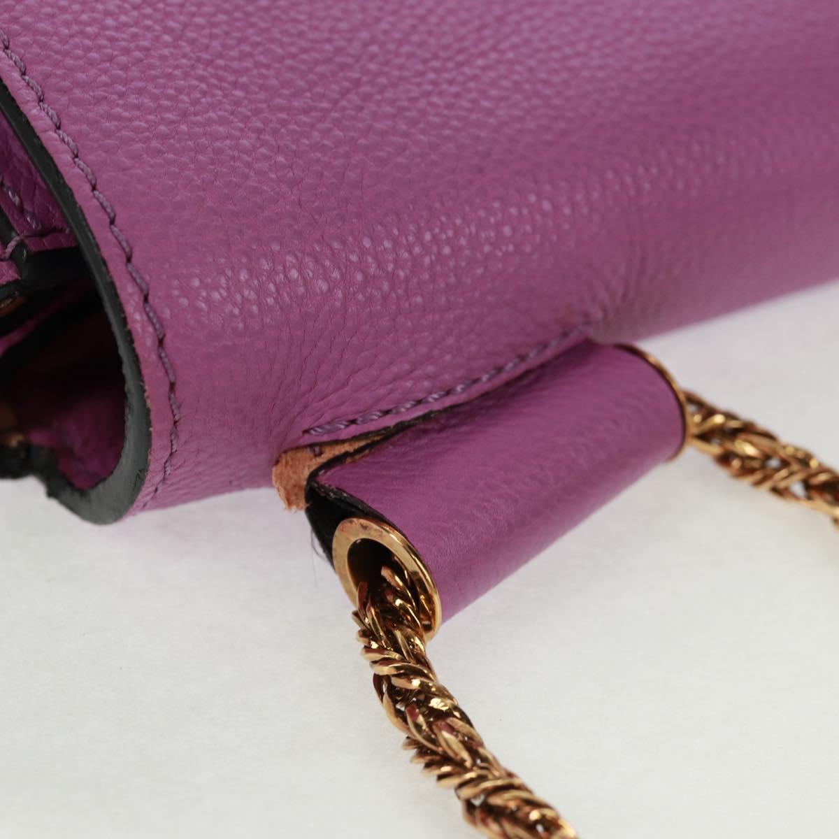 Chloe Chain Elsie Shoulder Bag Leather Purple Gold Auth BA9835V