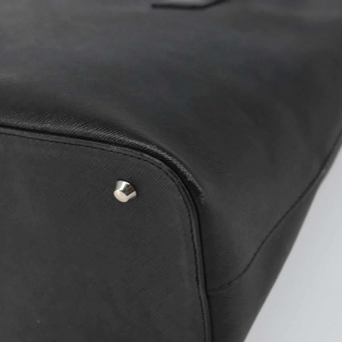BURBERRY Tote Bag Leather Black Silver Auth BA9837