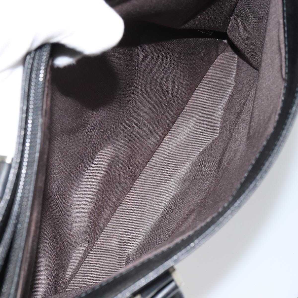 BURBERRY Tote Bag Leather Black Silver Auth BA9837