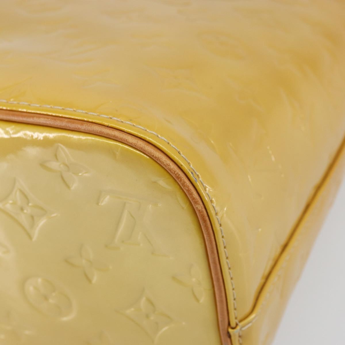 LOUIS VUITTON Monogram Vernis Houston Hand Bag Beige M91004 LV Auth BA9840