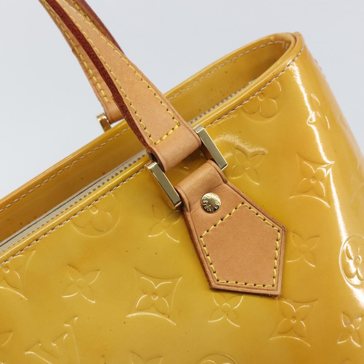 LOUIS VUITTON Monogram Vernis Houston Hand Bag Beige M91004 LV Auth BA9840