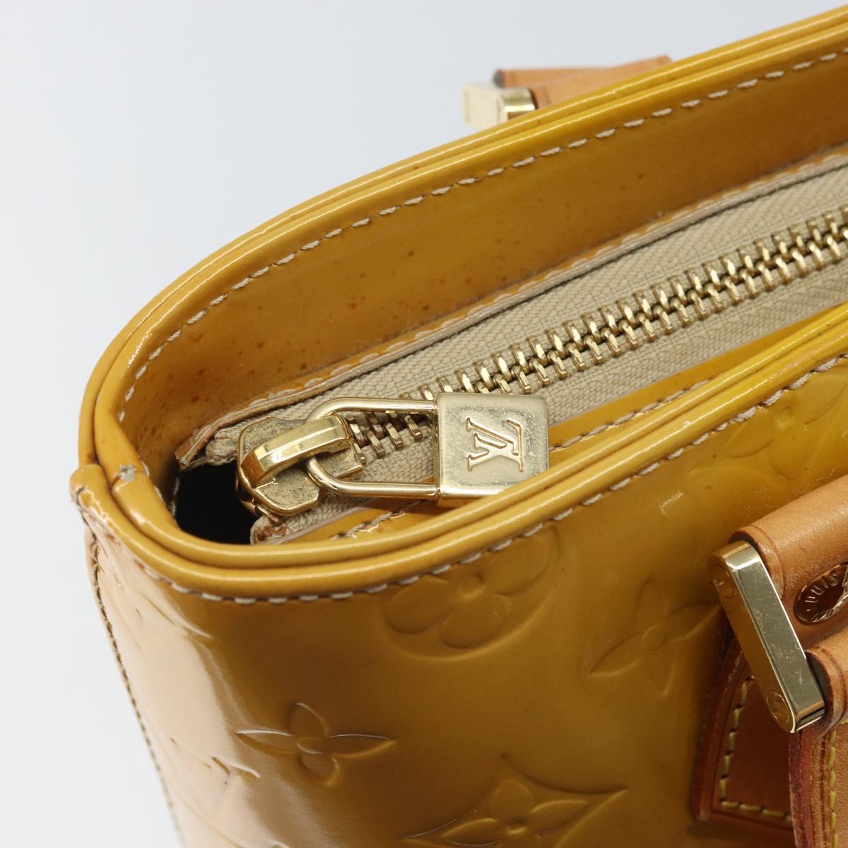 LOUIS VUITTON Monogram Vernis Houston Hand Bag Beige M91004 LV Auth BA9840