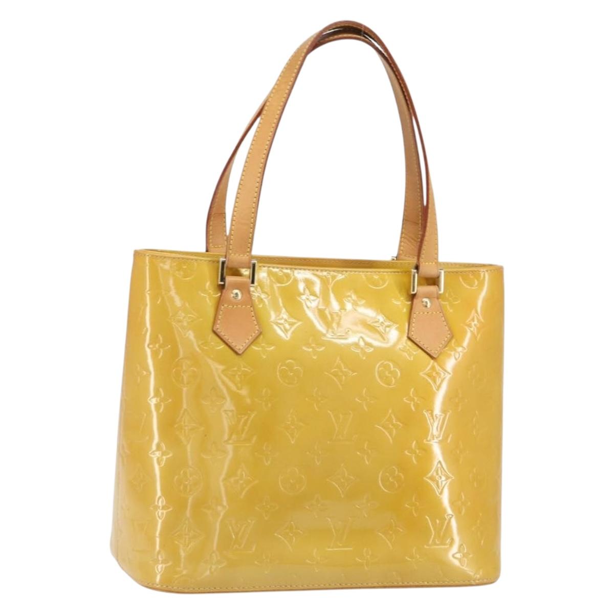 LOUIS VUITTON Monogram Vernis Houston Hand Bag Beige M91004 LV Auth BA9840