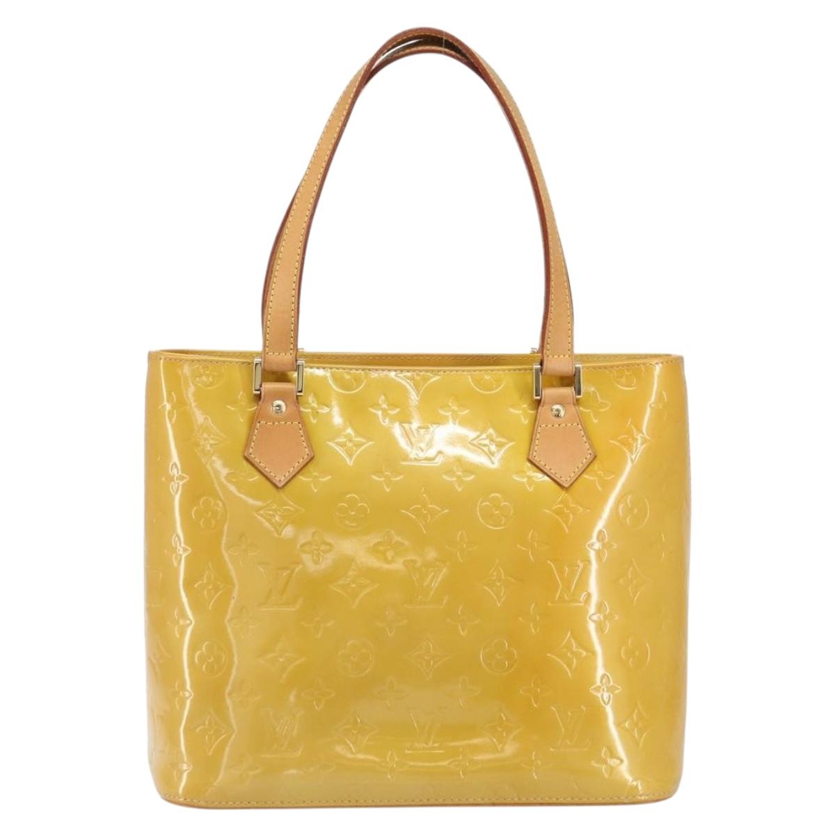 LOUIS VUITTON Monogram Vernis Houston Hand Bag Beige M91004 LV Auth BA9840