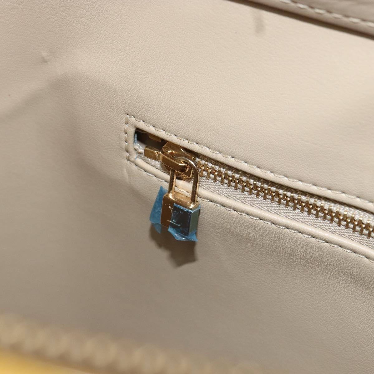 LOUIS VUITTON Monogram Vernis Houston Hand Bag Beige M91004 LV Auth BA9840