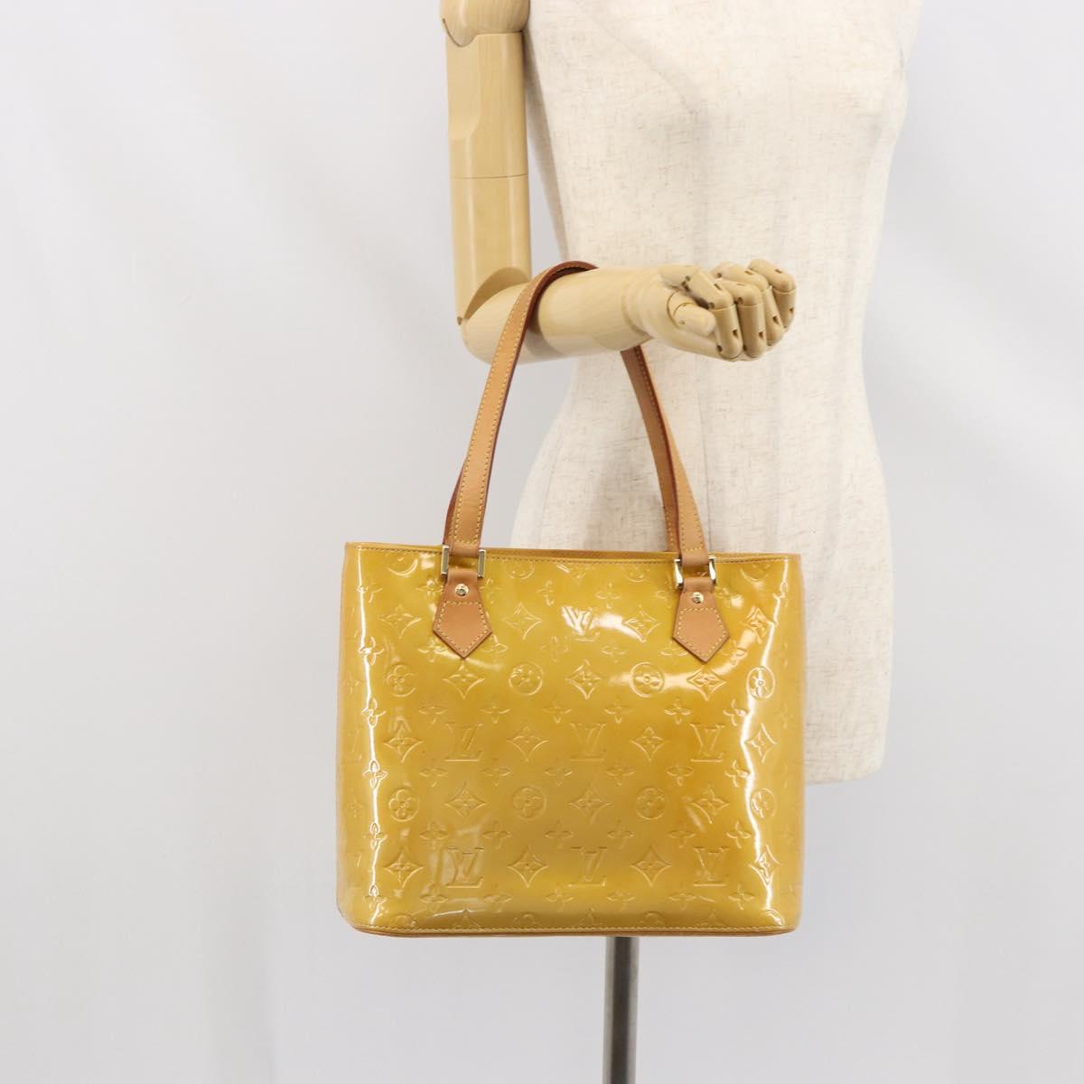 LOUIS VUITTON Monogram Vernis Houston Hand Bag Beige M91004 LV Auth BA9840