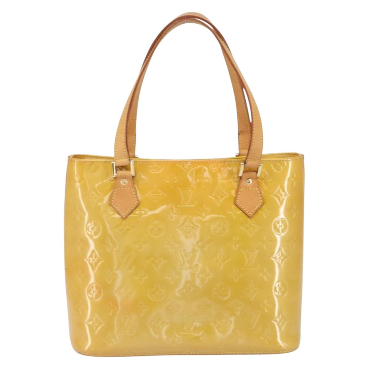 LOUIS VUITTON Monogram Vernis Houston Hand Bag Beige M91004 LV Auth BA9840