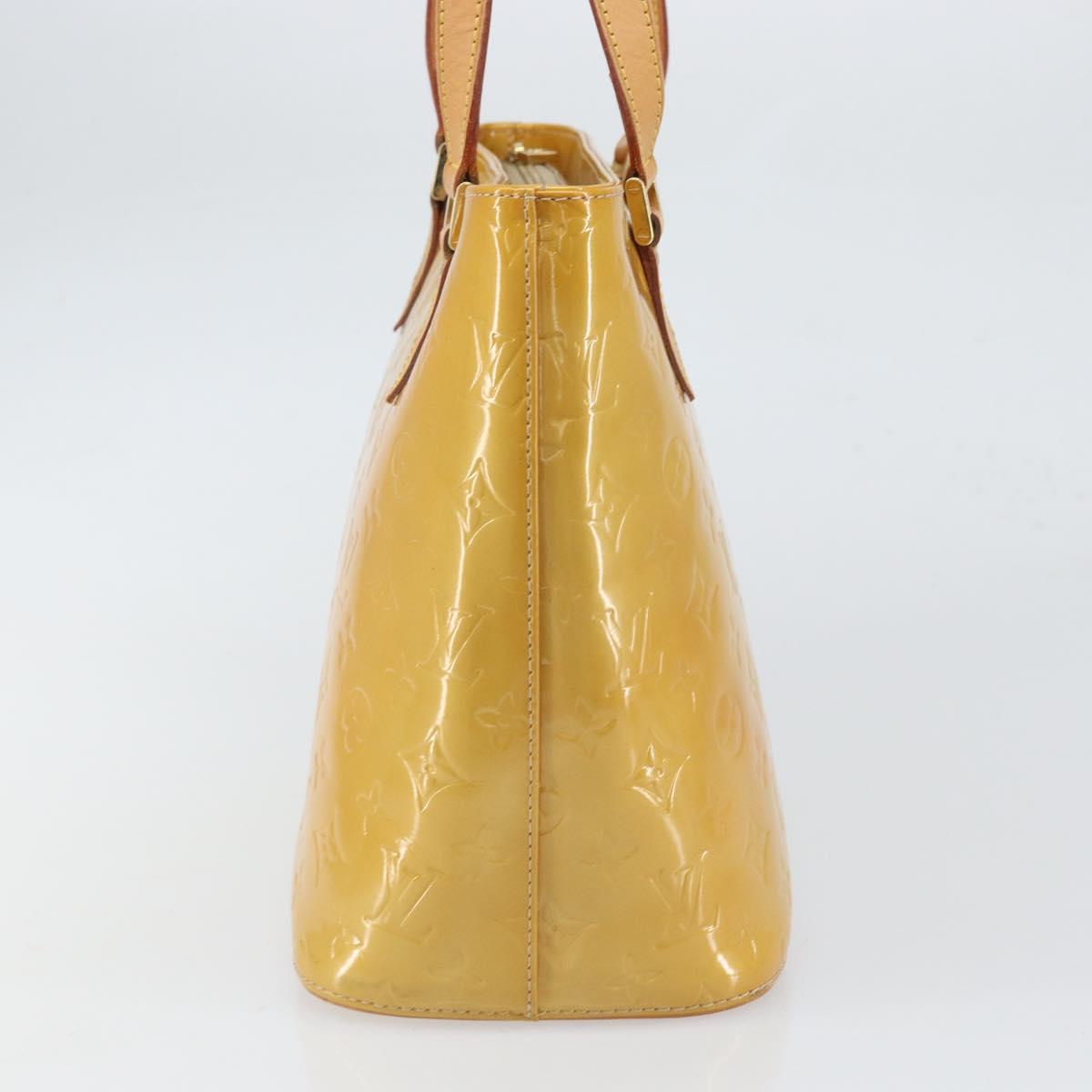 LOUIS VUITTON Monogram Vernis Houston Hand Bag Beige M91004 LV Auth BA9840