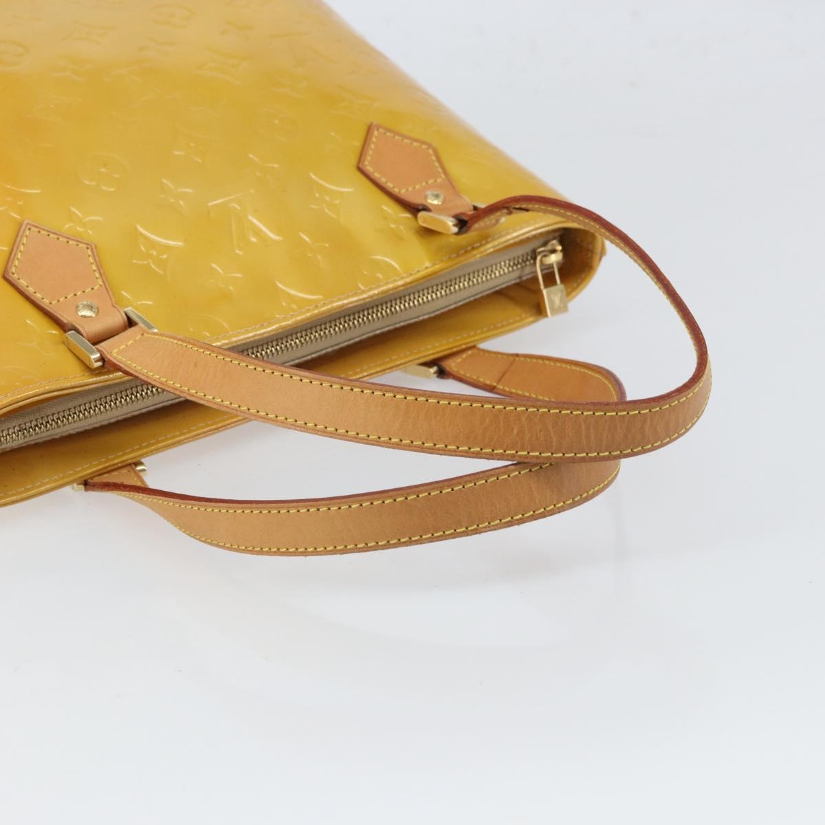 LOUIS VUITTON Monogram Vernis Houston Hand Bag Beige M91004 LV Auth BA9840