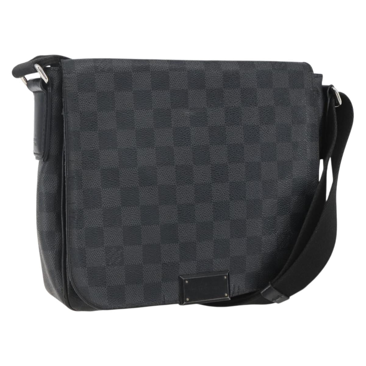 LOUIS VUITTON Damier Graphite District PM Shoulder Bag N41260 LV Auth BA9843