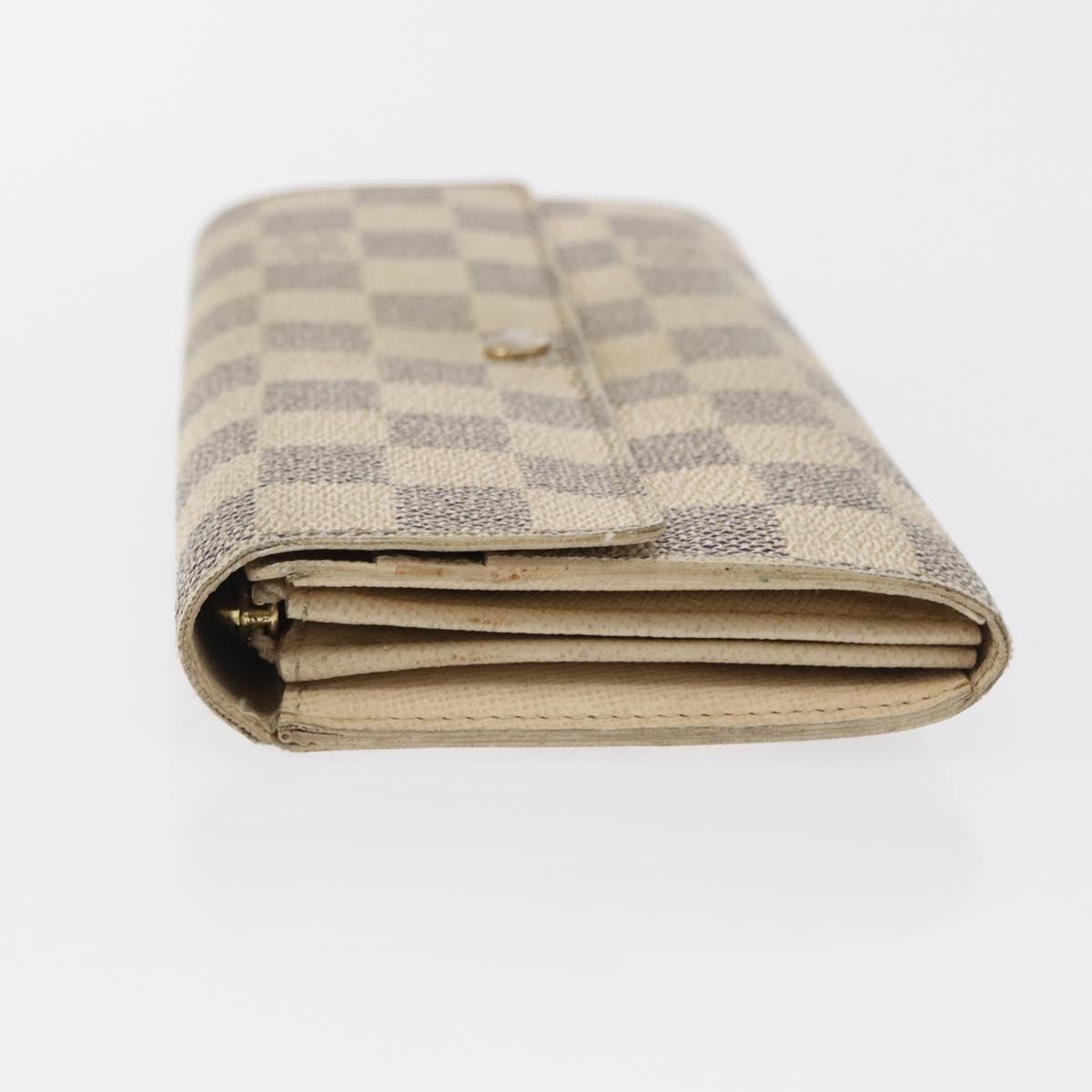 LOUIS VUITTON Damier Azur Portefeuille Sarah Long Wallet N61735 LV Auth BA9855
