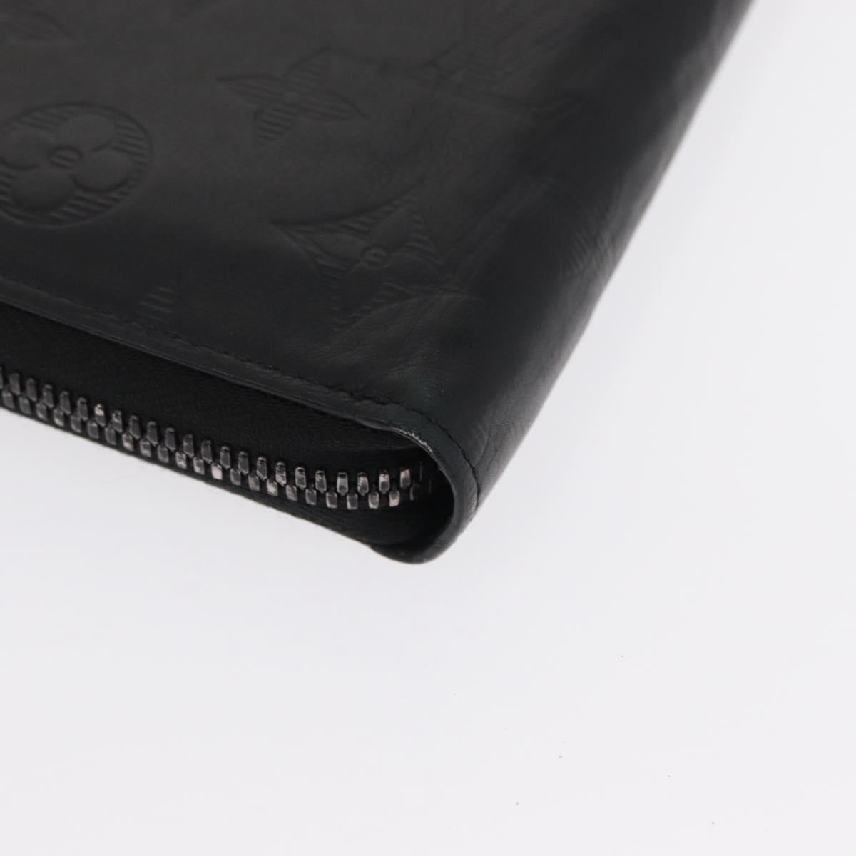 LOUIS VUITTON Monogram Shadow Zippy Wallet Vertical Black M62902 LV Auth BA9856